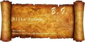 Billa István névjegykártya
